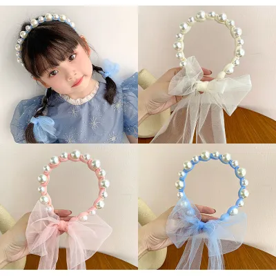 băng đô hạt ngọc có dây buộc ren dễ thương băng đô hạt ngọc có dây buộc ren dễ thương