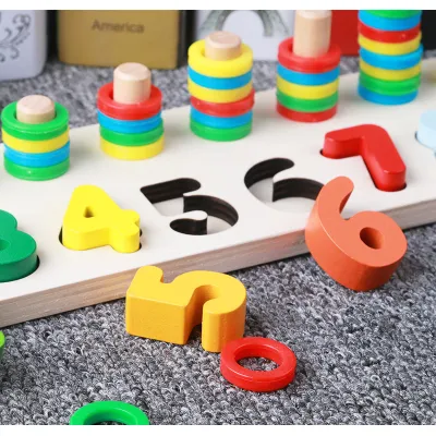 bảng gỗ 2 dòng ghép hình và số cho bé