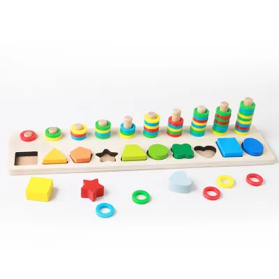 bảng gỗ 2 dòng ghép hình và số cho bé