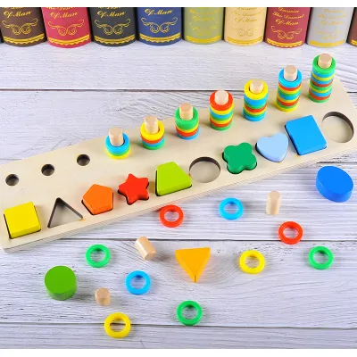 bảng gỗ 2 dòng ghép hình và số cho bé