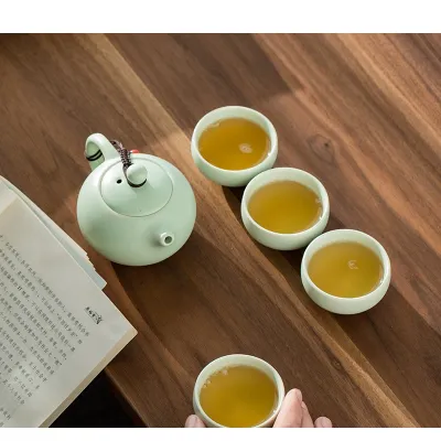 bình nước | bộ bình trà 4 tách xanh ngọc kèm túi đựng bình nước | bộ bình trà 4 tách xanh ngọc kèm túi đựng