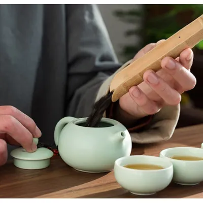bình nước | bộ bình trà 4 tách xanh ngọc kèm túi đựng bình nước | bộ bình trà 4 tách xanh ngọc kèm túi đựng