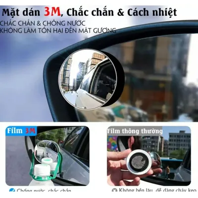 Bộ 2 Gương Cầu Lồi Không Viền Gắn Kính Hậu Xe Ôto Xoay 360 Độ Xóa Điểm Mù Bộ 2 Gương Cầu Lồi Không Viền Gắn Kính Hậu Xe Ôto Xoay 360 Độ Xóa Điểm Mù