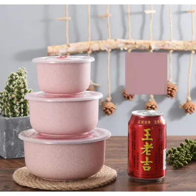 bộ 3 hợp đựng thức ăn, hoa quả lúa mạch có nắp đậy tiện lợi bộ 3 hợp đựng thức ăn, hoa quả lúa mạch có nắp đậy tiện lợi