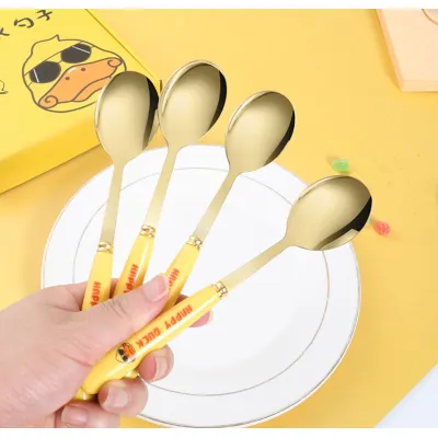 bộ 6 thìa muỗng vàng happy duck vịt vàng cán dài full box bộ 6 thìa muỗng vàng happy duck vịt vàng cán dài full box