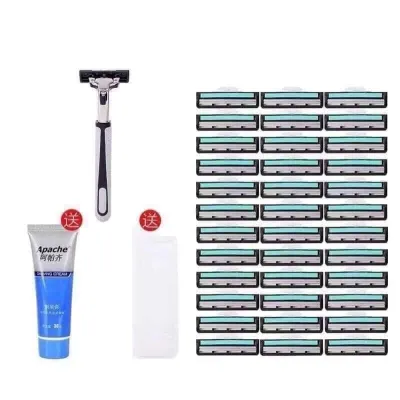 bộ dao cạo râu và 36 lưỡi dao kép kèm tuýp kem tạo bọt cạo râu loại tốt bộ dao cạo râu và 36 lưỡi dao kép kèm tuýp kem tạo bọt cạo râu loại tốt