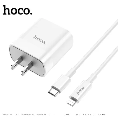 bộ sạc nhanh hoco c80 pd20w qc3.0 2 cổng type-c + usb-a kèm cáp type-c to ip dây dài 1m bộ sạc nhanh hoco c80 pd20w qc3.0 2 cổng type-c + usb-a kèm cáp type-c to ip dây dài 1m