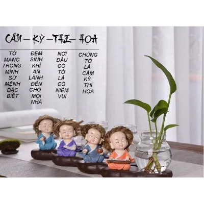 bộ tượng 4 chú tiểu - bộ tứ chú tiểu cầm kỳ thi họa bộ tượng 4 chú tiểu - bộ tứ chú tiểu cầm kỳ thi họa