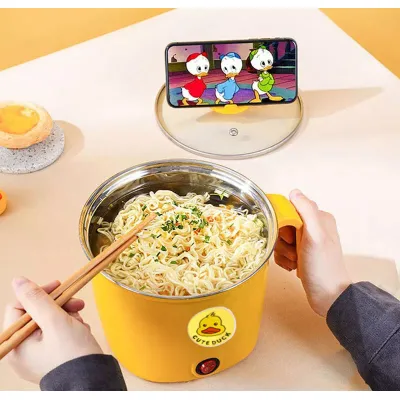 ca nấu mì có khay hấp 1.8l 600w hình vịt vàng cute duck ca nấu mì có khay hấp 1.8l 600w hình vịt vàng cute duck