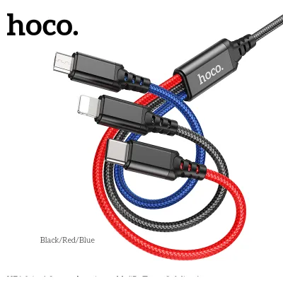 cáp sạc hoco x76 2.0a 3 đầu cổng ip + typec + micro dây dài 1m cáp sạc hoco x76 2.0a 3 đầu cổng ip + typec + micro dây dài 1m