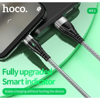 cáp sạc nhanh hoco me3 3a cổng type-c có đèn led cáp sạc nhanh hoco me3 3a cổng type-c có đèn led