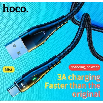 cáp sạc nhanh hoco me3 3a cổng type-c có đèn led cáp sạc nhanh hoco me3 3a cổng type-c có đèn led