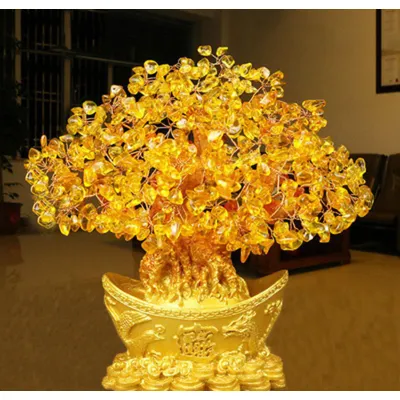 cây thỏi vàng tài lộc rồng phụng pha lê 18cm cây thỏi vàng tài lộc rồng phụng pha lê 18cm