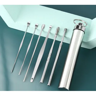 chăm sóc sức khỏe | bộ dụng cụ ráy tai, vệ sinh tai bằng inox 6 món chăm sóc sức khỏe | bộ dụng cụ ráy tai, vệ sinh tai bằng inox 6 món