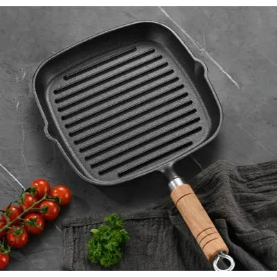 chảo gang nướng thịt hàn quốc - chảo gang nướng bbq chống dín an toàn sức khỏe