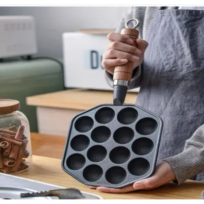 Chảo Gang Nướng Làm Bánh Takoyaki Nhật Bản 14 Lỗ Gang Đúc Nguyên Khối Chảo Gang Nướng Làm Bánh Takoyaki Nhật Bản 14 Lỗ Gang Đúc Nguyên Khối