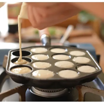 Chảo Gang Nướng Làm Bánh Takoyaki Nhật Bản 14 Lỗ Gang Đúc Nguyên Khối Chảo Gang Nướng Làm Bánh Takoyaki Nhật Bản 14 Lỗ Gang Đúc Nguyên Khối