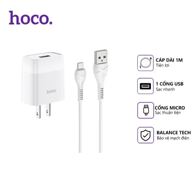 cóc - cáp sạc | bộ dây và cóc sạc nhanh hoco c72 2.1a cổng micro cóc - cáp sạc | bộ dây và cóc sạc nhanh hoco c72 2.1a cổng micro
