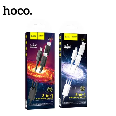 cóc - cáp sạc | cáp sạc hoco x74 2.0a 3 đầu đa năng dây dài 1m cổng micro type-c lightning cóc - cáp sạc | cáp sạc hoco x74 2.0a 3 đầu đa năng dây dài 1m cổng micro type-c lightning