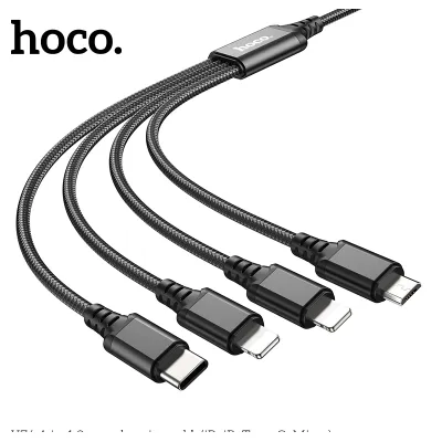 cóc - cáp sạc | cáp sạc hoco x76 super 4 trong 1 2.0a cổng ip * 2 typec micro dây dài 1m cóc - cáp sạc | cáp sạc hoco x76 super 4 trong 1 2.0a cổng ip * 2 typec micro dây dài 1m