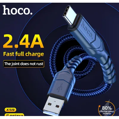 cóc - cáp sạc | cáp sạc nhanh hoco x59 2.4a dây dù cổng type-c dài 2m cóc - cáp sạc | cáp sạc nhanh hoco x59 2.4a dây dù cổng type-c dài 2m