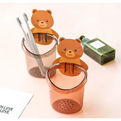 cốc đựng bàn chải kem đánh răng hình gấu kèm miếng dán tường cốc đựng bàn chải kem đánh răng hình gấu kèm miếng dán tường