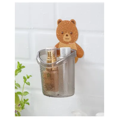 cốc đựng bàn chải kem đánh răng hình gấu kèm miếng dán tường cốc đựng bàn chải kem đánh răng hình gấu kèm miếng dán tường