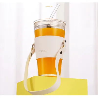 cốc thuỷ tinh bọc da 450ml ly cao kèm ống hút cốc thuỷ tinh bọc da 450ml ly cao kèm ống hút