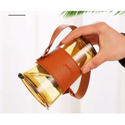 cốc thuỷ tinh bọc da 450ml ly cao kèm ống hút cốc thuỷ tinh bọc da 450ml ly cao kèm ống hút