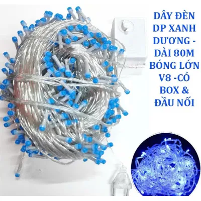 Dây Đèn Dp Màu Xanh Dương 8 Chế Độ Chớp Dài 80M Bóng Lớn V8 Có Box Điều Chỉnh Và Đầu Nối Dây Đèn Dp Màu Xanh Dương 8 Chế Độ Chớp Dài 80M Bóng Lớn V8 Có Box Điều Chỉnh Và Đầu Nối