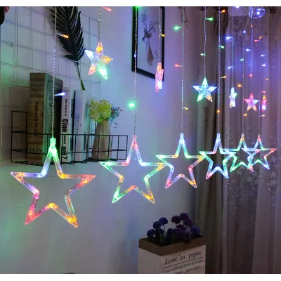 Dây Đèn Led Hình Ngôi Sao 6 Sao Lớn, 6 Sao Nhỏ Chớp Nhiều Màu Dây Đèn Led Hình Ngôi Sao 6 Sao Lớn, 6 Sao Nhỏ Chớp Nhiều Màu
