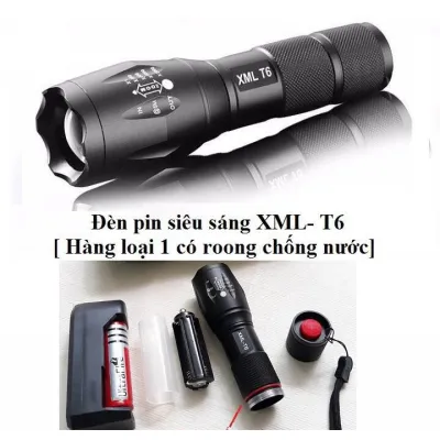 đèn pin t6 đít đỏ có ron cao su chống nước hỗ trợ zoom x2000 siêu sáng kèm pin và sạc đèn pin t6 đít đỏ có ron cao su chống nước hỗ trợ zoom x2000 siêu sáng kèm pin và sạc