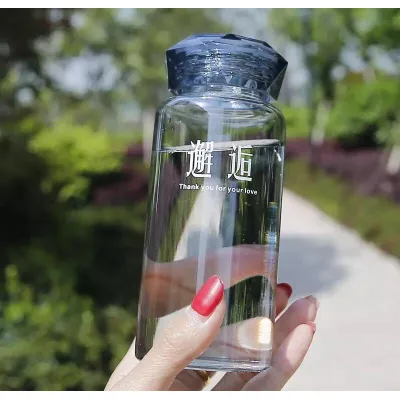 gia dụng nhà bếp | bình đựng nước bằng thủy tinh nắp kim cương 350ml phong cách hàn quốc gia dụng nhà bếp | bình đựng nước bằng thủy tinh nắp kim cương 350ml phong cách hàn quốc