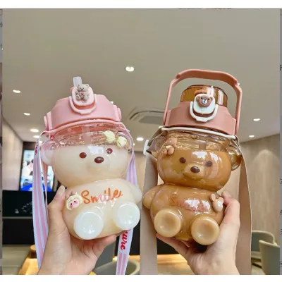 gia dụng nhà bếp | bình đựng nước hình gấu smile siêu dễ thương 1300ml kèm sticker và dây đeo gia dụng nhà bếp | bình đựng nước hình gấu smile siêu dễ thương 1300ml kèm sticker và dây đeo
