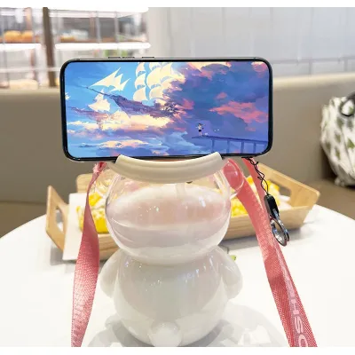 gia dụng nhà bếp | bình đựng nước hình gấu smile siêu dễ thương 1300ml kèm sticker và dây đeo gia dụng nhà bếp | bình đựng nước hình gấu smile siêu dễ thương 1300ml kèm sticker và dây đeo