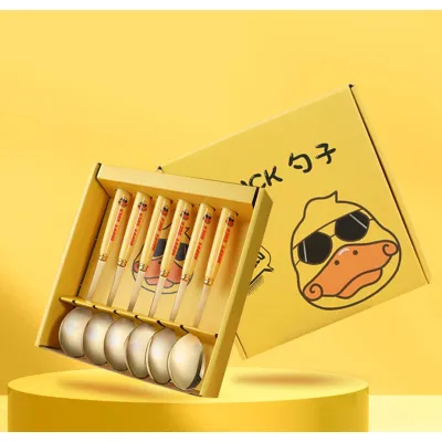 gia dụng nhà bếp | bộ 6 thìa muỗng vàng happy duck vịt vàng cán dài full box gia dụng nhà bếp | bộ 6 thìa muỗng vàng happy duck vịt vàng cán dài full box