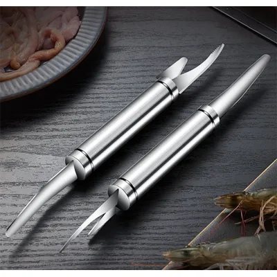 gia dụng nhà bếp | dụng cụ bóc vỏ tôm 2 đầu inox tiện dụng