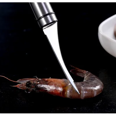 gia dụng nhà bếp | dụng cụ bóc vỏ tôm 2 đầu inox tiện dụng