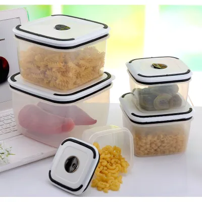 gia dụng nhà bếp | set 5 hộp vuông trong suốt nắp trắng viền đen đựng đồ đa năng gia dụng nhà bếp | set 5 hộp vuông trong suốt nắp trắng viền đen đựng đồ đa năng
