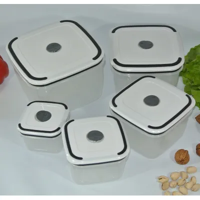 gia dụng nhà bếp | set 5 hộp vuông trong suốt nắp trắng viền đen đựng đồ đa năng gia dụng nhà bếp | set 5 hộp vuông trong suốt nắp trắng viền đen đựng đồ đa năng