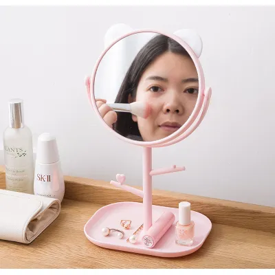 gương tròn trang điểm tai mèo có giá treo trang sức xoay 360 độ gương tròn trang điểm tai mèo có giá treo trang sức xoay 360 độ
