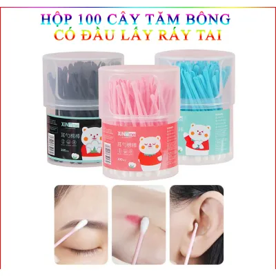 bông ngoáy tai - tăm bông ráy tai hộ 100 cây 2 đầu đa năng bông ngoáy tai - tăm bông ráy tai hộ 100 cây 2 đầu đa năng