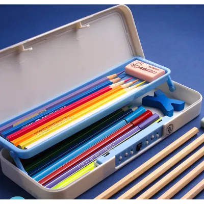 hộp bút học sinh đa năng 2 tầng có nút khóa tiện lợi 22x8cm hộp bút học sinh đa năng 2 tầng có nút khóa tiện lợi 22x8cm