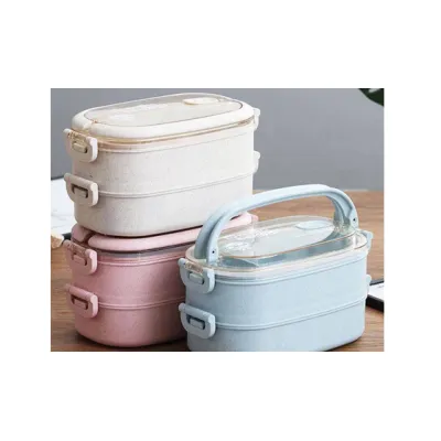 hộp đựng cơm lúa mạch 2 tầng + tặng kèm đũa muỗng nĩa hộp đựng cơm lúa mạch 2 tầng + tặng kèm đũa muỗng nĩa