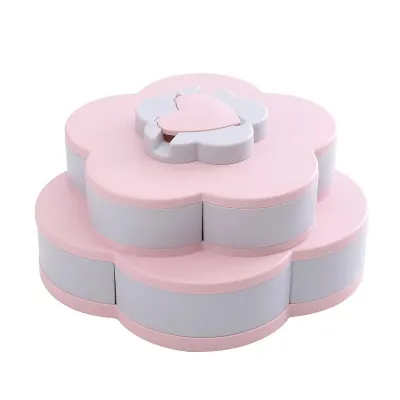 hộp đựng hoa quả, mứt, bánh kẹo 2 tầng 10 cánh xoay 360 độ kèm giá đỡ điện thoại hình bông mai hộp đựng hoa quả, mứt, bánh kẹo 2 tầng 10 cánh xoay 360 độ kèm giá đỡ điện thoại hình bông mai