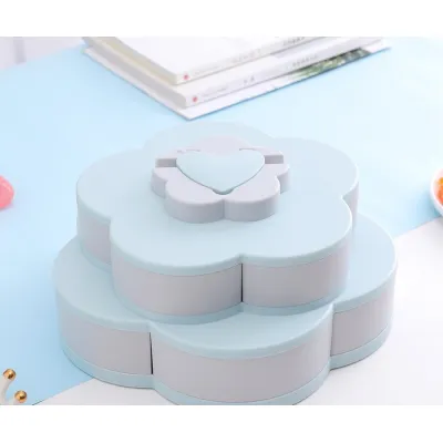 hộp đựng hoa quả, mứt, bánh kẹo 2 tầng 10 cánh xoay 360 độ kèm giá đỡ điện thoại hình bông mai hộp đựng hoa quả, mứt, bánh kẹo 2 tầng 10 cánh xoay 360 độ kèm giá đỡ điện thoại hình bông mai