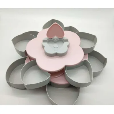 hộp đựng hoa quả, mứt, bánh kẹo 2 tầng 10 cánh xoay 360 độ kèm giá đỡ điện thoại hình bông mai hộp đựng hoa quả, mứt, bánh kẹo 2 tầng 10 cánh xoay 360 độ kèm giá đỡ điện thoại hình bông mai