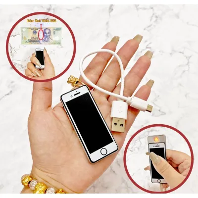 hộp quẹt - bật lửa | bật lửa sạc điện hình điện thoại iphone sang trọng có đèn led soi tiền giả