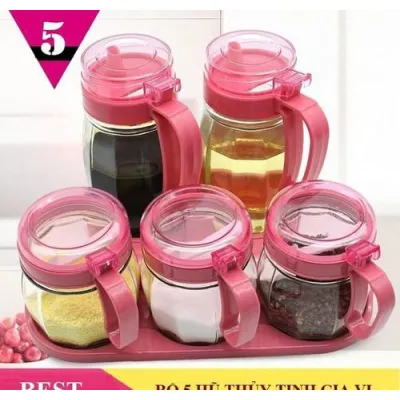 hũ gia vị thủy tinh combo 5 cái - hũ đựng gia vị thủy tinh combo 5 cái hũ gia vị thủy tinh combo 5 cái - hũ đựng gia vị thủy tinh combo 5 cái