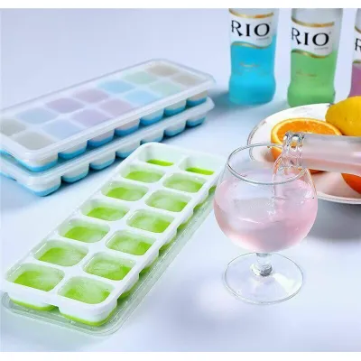 khay đá 14 viên đế mềm silicon có nắp đậy trong suốt khay đá 14 viên đế mềm silicon có nắp đậy trong suốt